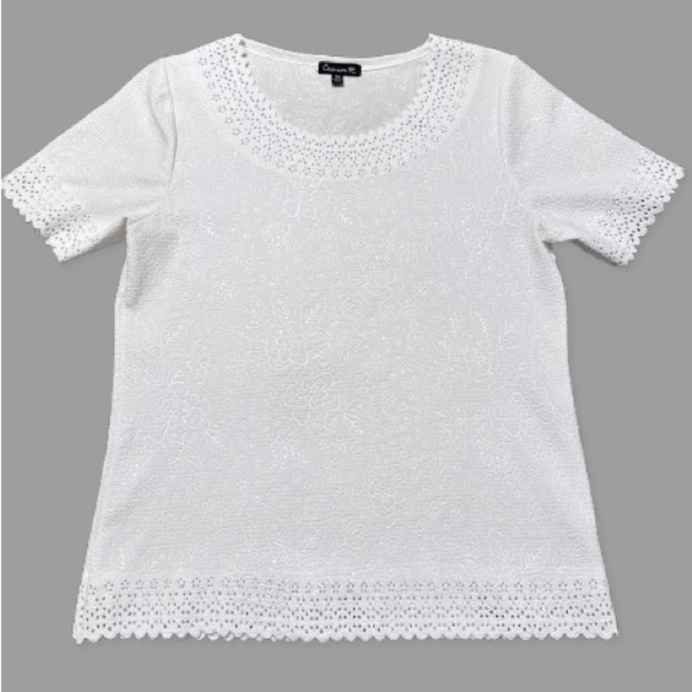 White Textured Crochet Top